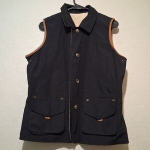 Ralph Lauren Reversible Utility Vest Safari Barn Black-Tan Women SzL